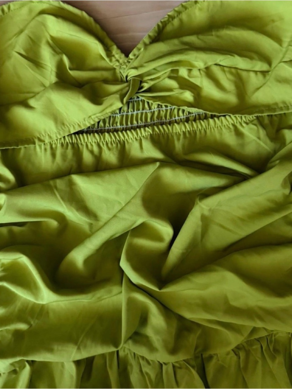 Strapless Lime Green Maxi Dress with Twist Front